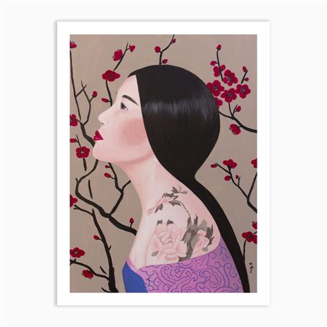 Chinese Woman With Tattoo Art Print By Sally B Fy
