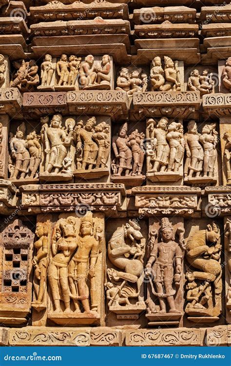 Esculturas En Los Templos De Khajuraho Imagen De Archivo Imagen De