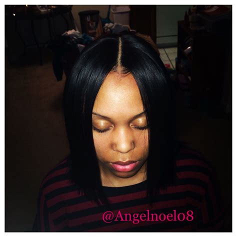 Full Sew In With Lace Closure Middle Part Bob Long Weave Hairstyles