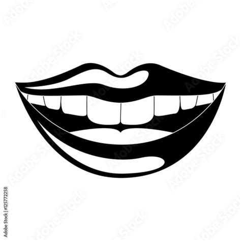 Silhouette Of Mouth Smiling Cartoon Icon Female Sexy And Lips Theme