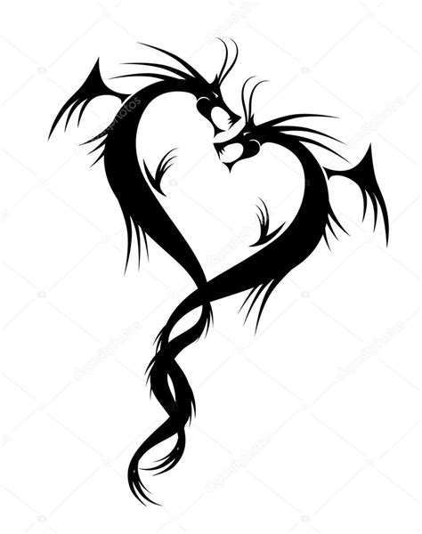 Couple Of Dragons Tattoo Vector Illustration For Your Design Stock