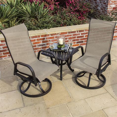 Madison Bay 2 Person Sling Patio Bistro Set With Cast Aluminum Table