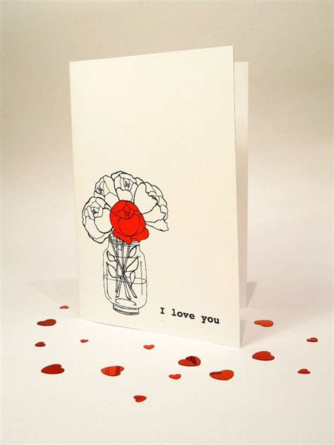 Valentines Day Card I Love You Blank Card Hand Drawn On Etsy 436