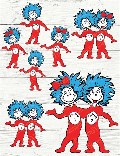 Thing 1 And Thing 2 Dr Seuss Thing 1 And Thing 2 Digital Etsy
