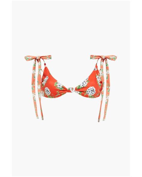 Caroline Constas Synthetic Clem Floral Print Triangle Bikini Top In