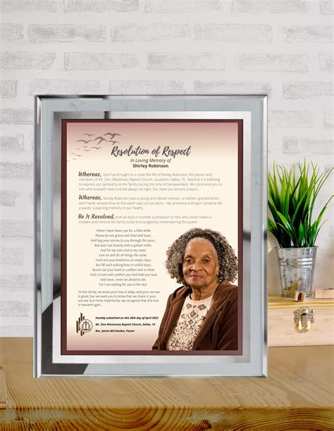 Framed Funeral Resolution Letter Personalized Wphoto And Logo Etsy