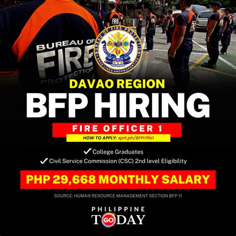 109 Vacancies For Fire Officer 1 At Bfp Davao Region Apply Now