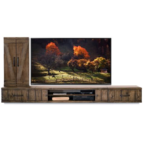 Rustic Farmhouse Barn Door Floating Entertainment Center Tv Stand Sp