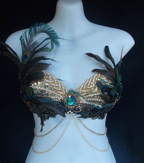 Pre Made Peacock Rave Bra 34b Rave Bra Rave Costumes Rave Outfits