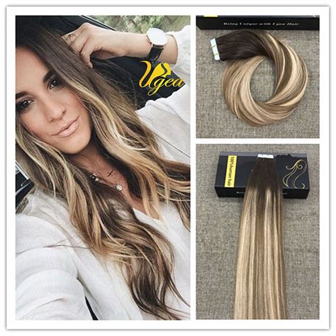 All of the ombre hair extensions in our range come with clips already attached, which means you're ready to give your locks serious style, length and volume the minute they arrive. Balayage Highlight Medium Brown Medium Blonde PU Tape in ...