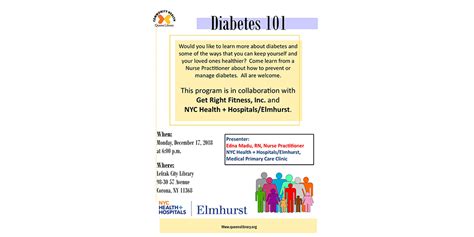 Diabetes 101 Nyc Health Hospitalselmhurst