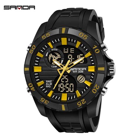 SANDA Reloj de pulsera deportivo para hombre cronógrafo Digital