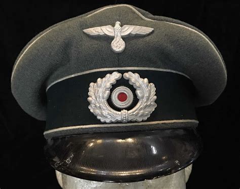 Wwii German Army Infantry Crusher Style Visor Cap