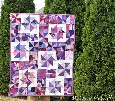 Modern Parti Quilts Purple Pinwheel Quilt