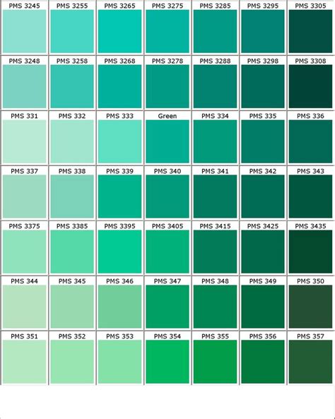 Color Chart Paleta De Cores Verde Amostras De Cores Cores De Tinta