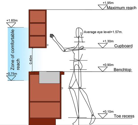 kitchen vertical dimensions  maximum upward reach