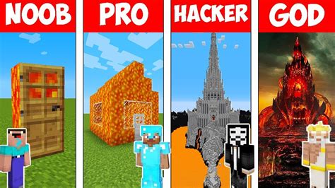 Minecraft Noob Vs Pro Vs Hacker Vs God Lava House Challenge In