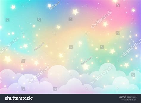 Rainbow Unicorn Background Clouds Stars Pastel Stock Vector Royalty