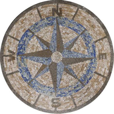 Seashore Compass Mosaic Medallion Clearance Mozaico In 2022