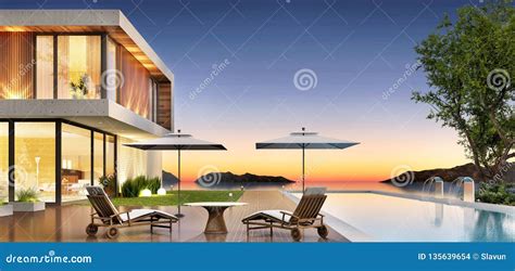 Luxury House With Pool And Terrace For Relaxing Stock Photo Image Of