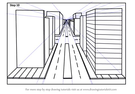Learn How To Draw One Point Perspective City One Point