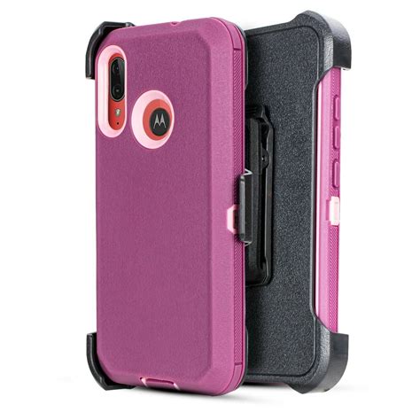 For Motorola Moto E6 Plus Holster Case Phone Case Dual Layer Full Body Rugged Clear Back Case
