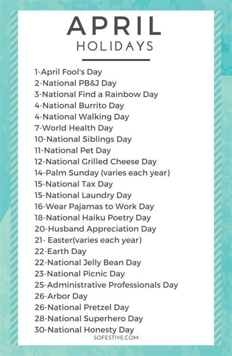 National Tax Day National Sibling Day National Holidays In April