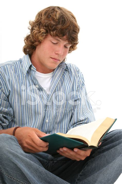 Attractive Teen Boy Reading Book Stock Photo Royalty Free Freeimages