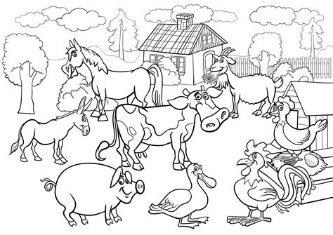 Farm Scene Coloring Pages For Kids Sketch Coloring Page