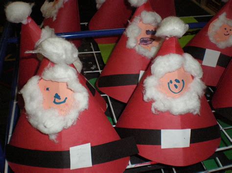 Little Paper Cone Santas They Can Also Be Made Into Hats With Larger