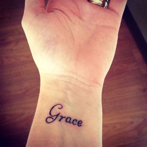 Grace Wrist Tattoo Thinking About It In White With A Different Script