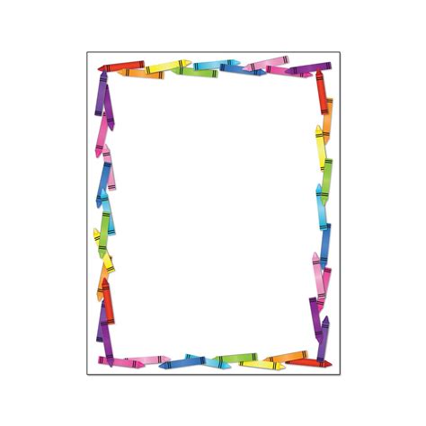 Colorful Crayon Themed Border Stationery Letterhead Stationery Measures