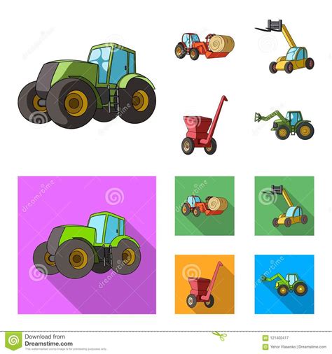 Tractor, Hay Balancer And Other Agricultural Devices. Agricultural Machinery Set Collection ...
