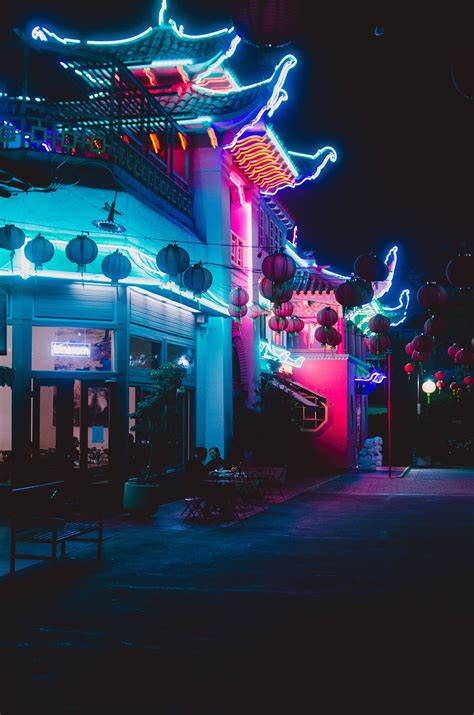 Chinatown Los Angeles Neon Lights At Night New Retro Wave Retro Waves