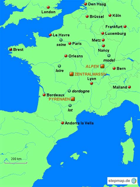 Tripadvisors spanien karte mit hotels, pensionen und hostels: StepMap - Frankreich - Landkarte für Frankreich