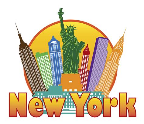 New York City Colorful Skyline In Circle Illustration