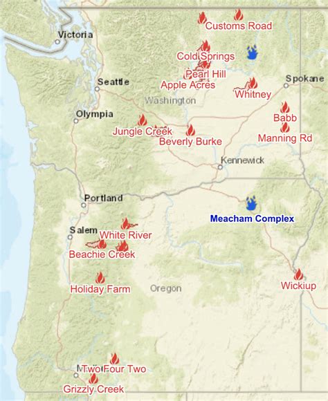 Map Of Current Fires In Oregon Crabtree Valley Mall Map