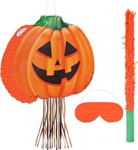 Halloween Pumpkin Pinata Pull String Pumpkin Pinata With Stick And Blindfold Halloween Hanging