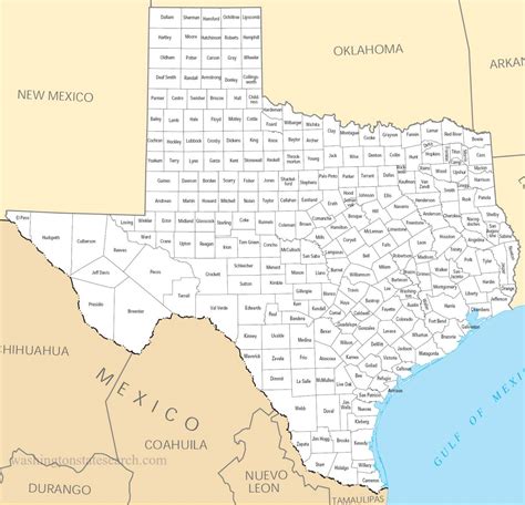 A Large Detailed Texas State County Map