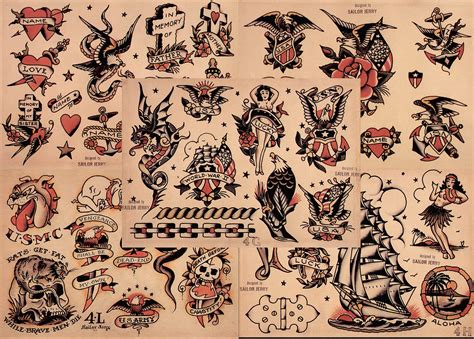 Buy Traditional Vintage Style Tattoo Flash 5 Sheets 11x14 Old School