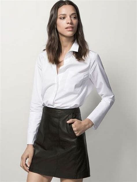 best white shirt and leather skirt for business women 06 womens skirt black leather skirts