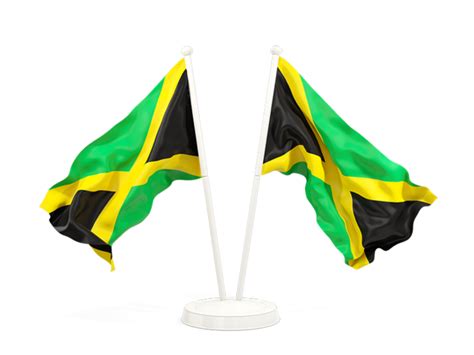 Two Waving Flags Illustration Of Flag Of Jamaica