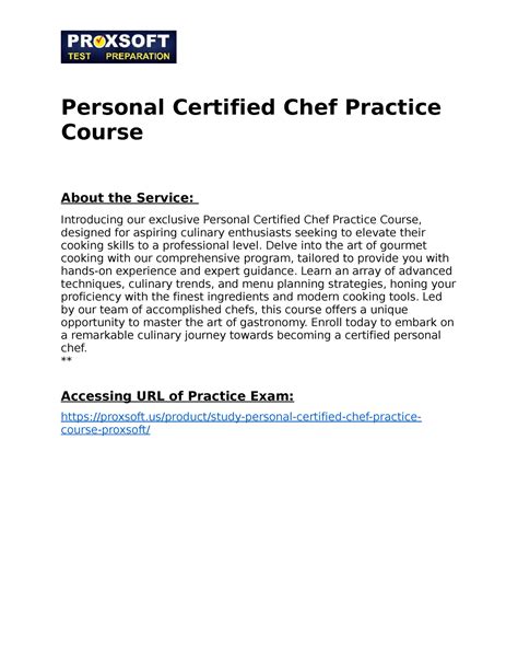 Personal Certified Chef Practice Course Personal Certified Chef