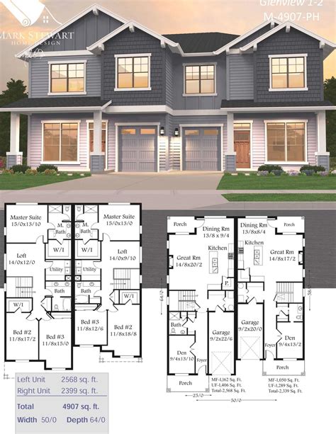 This Charming Traditionally Styled Two Story Skinny Duplex House Plan