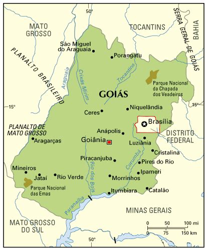 Goiás is the site of the distrito federal (federal district) and national capital, brasília. Map of Goiás, Brazil | Brazilian states, Bahia, Brazil