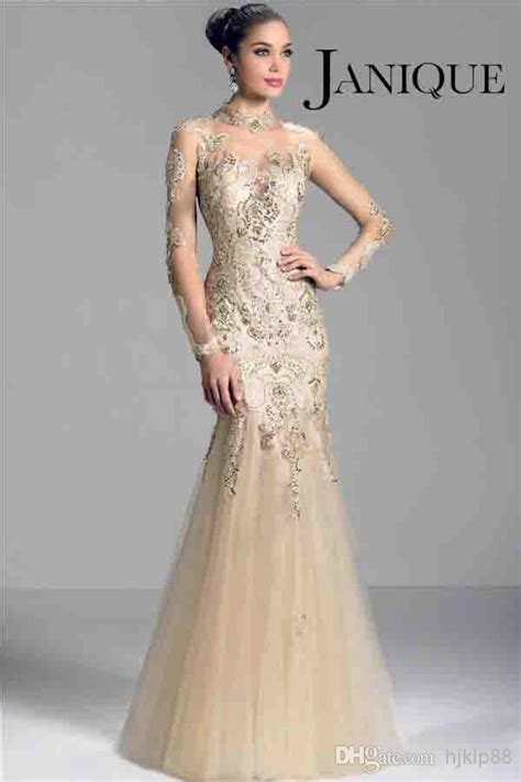 Janique W321 Champagne 2014 Long Sleeve Mother Of The Bride Dresses
