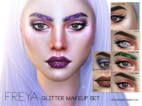 Sims 4 Ccs The Best Glittery Makeup Set By Pralinesims Glitter