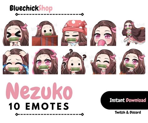 Nezuko Emotes 10 Twitch Emotes And Discord Emotes Emotes Etsy Uk