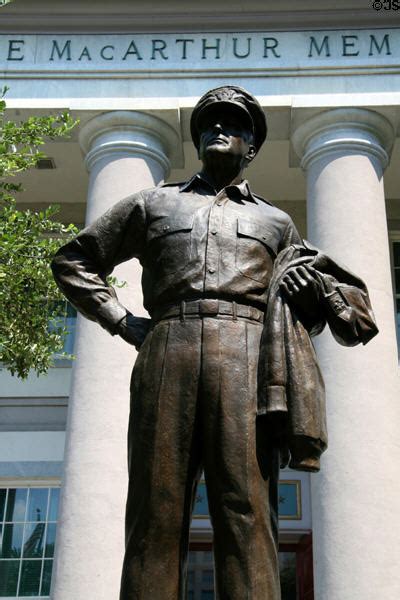 Statue Of Douglas Macarthur In Front Of His Memorial Norfolk Va