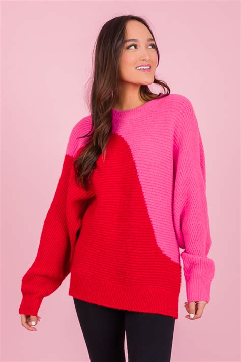 Slope Sweater Hot Pinkred New Arrivals The Blue Door Boutique